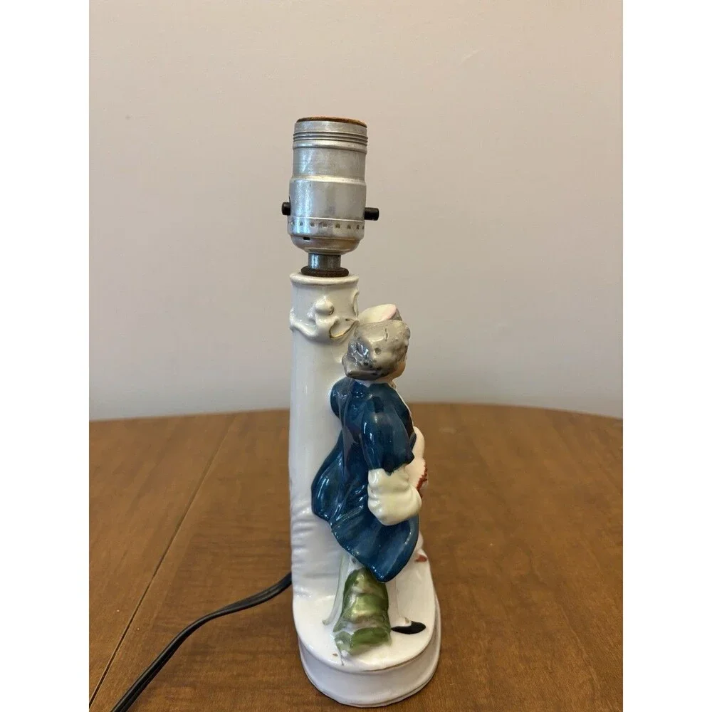 Two (2) Vintage Occupied Japan Colonial Table Lamp Man And Woman HandPainted